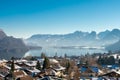 Beautiful winter landscape, mountains and lake in Berchtesgaden, Germany. Bavarian alps covered  with snow Royalty Free Stock Photo