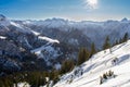 Beautiful winter landscape, mountains and lake in Berchtesgaden, Germany. Bavarian alps covered  with snow Royalty Free Stock Photo