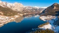 Beautiful winter landscape, mountains and lake in Berchtesgaden, Germany. Bavarian alps covered  with snow Royalty Free Stock Photo