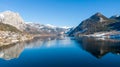 Beautiful winter landscape, mountains and lake in Berchtesgaden, Germany. Bavarian alps covered  with snow Royalty Free Stock Photo