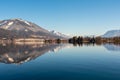 Beautiful winter landscape, mountains and lake in Berchtesgaden, Germany. Bavarian alps covered  with snow Royalty Free Stock Photo