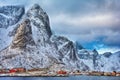 Beautiful winter landscape of picturesque fishing village in the Lofoten islands, Norway Royalty Free Stock Photo