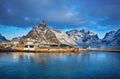 Beautiful winter landscape of picturesque fishing village in Lofoten islands, Norway Royalty Free Stock Photo