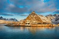 Beautiful winter landscape of picturesque fishing village in Lofoten islands, Norway Royalty Free Stock Photo