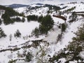 Winter landscape with rocky river, Zlatibor mountain and Crni Rzav river. Zlatibor, Serbia