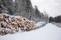 Beautiful winter landscape with the rural road covered with snow in Larvik, Norway Royalty Free Stock Photo