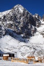 Beautiful winter landscape in Slovakia. Snowy High Tatras on a sunny day. Ski resort Tatranska Lomnica Royalty Free Stock Photo