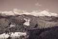 Beautiful winter landscape with snow covered mountains. Royalty Free Stock Photo