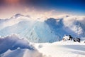 Beautiful winter landscape with snow-covered mountains Royalty Free Stock Photo