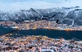 Beautiful winter landscape of snow covered town Tromso in Norway Royalty Free Stock Photo