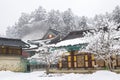 Odaesan mountain Woljeongsa temple at winter in Pyeongchang, Korea Royalty Free Stock Photo