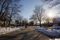 Beautiful winter landscape with snow covered trees and street in the city Royalty Free Stock Photo