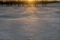 Beautiful winter landscape on the field. Winter sunset Royalty Free Stock Photo