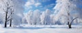 Beautiful winter landscape with trees and sun. Colorful , generated by AI