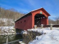 West Arlington Covered Bridge in a winter landscape in Vermont Royalty Free Stock Photo