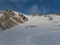 Beautiful winter lanscape skitouring in the alps