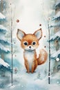 A beautiful winter magic illustration with watercolor tones