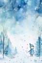 A beautiful winter magic illustration with snowy background. Generative AI