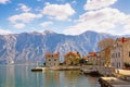 Beautiful winter Mediterranean landscape. Montenegro. View of Bay of Kotor and seaside village of Stoliv