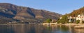 Beautiful winter Mediterranean landscape. Montenegro. View of coast of Bay of Kotor and Donja Lastva village Royalty Free Stock Photo