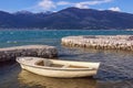 Beautiful winter Mediterranean landscape. Montenegro, Tivat, coast of Kotor Bay