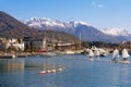 Beautiful winter Mediterranean landscape. Montenegro. View of Bay of Kotor, Tivat Royalty Free Stock Photo