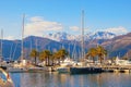 Beautiful winter Mediterranean landscape. Montenegro, Tivat city. View of yacht marina of Porto Montenegro Royalty Free Stock Photo