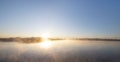 Beautiful winter morning, sunrise on lake the Netherlands. Royalty Free Stock Photo