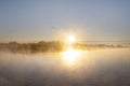 Beautiful winter morning, sunrise on lake the Netherlands. Royalty Free Stock Photo