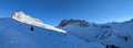 Beautiful winter mountain panorama above Partnun with a view of the Sulzfluh,Wiss Patte and Schijenflue mountains. Skimo