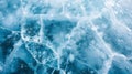 Beautiful winter natural blue ice texture of surface of frozen Lake in cold day. Nature abstract pattern of white cracks Royalty Free Stock Photo