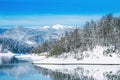 Gorski kotar, Lokvarsko lake and Risnjak mountain in Croatia in winter Royalty Free Stock Photo