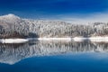 Gorski kotar, Lokvarsko lake and Risnjak mountain in Croatia in winter Royalty Free Stock Photo