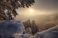 Krásná zimní krajina se zasněženými stromy, hora Slovensko