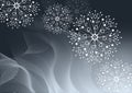 Beautiful winter pattern made of snowflakes on gray background