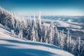 Bright outdoor scene of mountain valley.