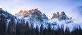 Beautiful winter scenery landscape and snow frosted mountain in Italy . Royalty Free Stock Photo