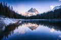 Beautiful winter scenery landscape and snow frosted mountain in Italy . Royalty Free Stock Photo