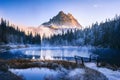 Beautiful winter scenery landscape and snow frosted mountain in Italy . Royalty Free Stock Photo