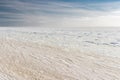 Beautiful winter seascape. Black Sea is covered with ice. Royalty Free Stock Photo