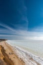 Beautiful winter seascape. Black Sea is covered with ice. Royalty Free Stock Photo