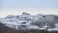 Beautiful Winter sunrise landscape image of Mount Snowdon and ot Royalty Free Stock Photo