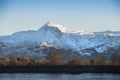 Beautiful Winter sunrise landscape image of Mount Snowdon and ot