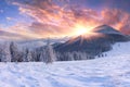 Beautiful winter sunrisein mountains. Royalty Free Stock Photo