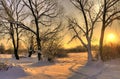 Beautiful winter sunset