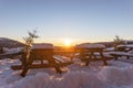 Beautiful winter sunset in Giant mountains Royalty Free Stock Photo