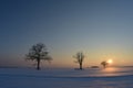 Beautiful winter sunset .Lithuania landscape . Royalty Free Stock Photo