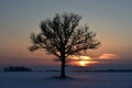 Beautiful winter sunset .Lithuania landscape . Royalty Free Stock Photo