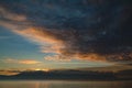 Dramatic Sky and Sunset Over Orcas Island, Washington, USA. Royalty Free Stock Photo