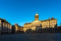 Beautiful winter view of the Royal Palace on the dam square in Amsterdam, the Netherlands Royalty Free Stock Photo